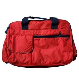 Vintage Small Weekender Gym Travel Bag Red Lots of Pockets